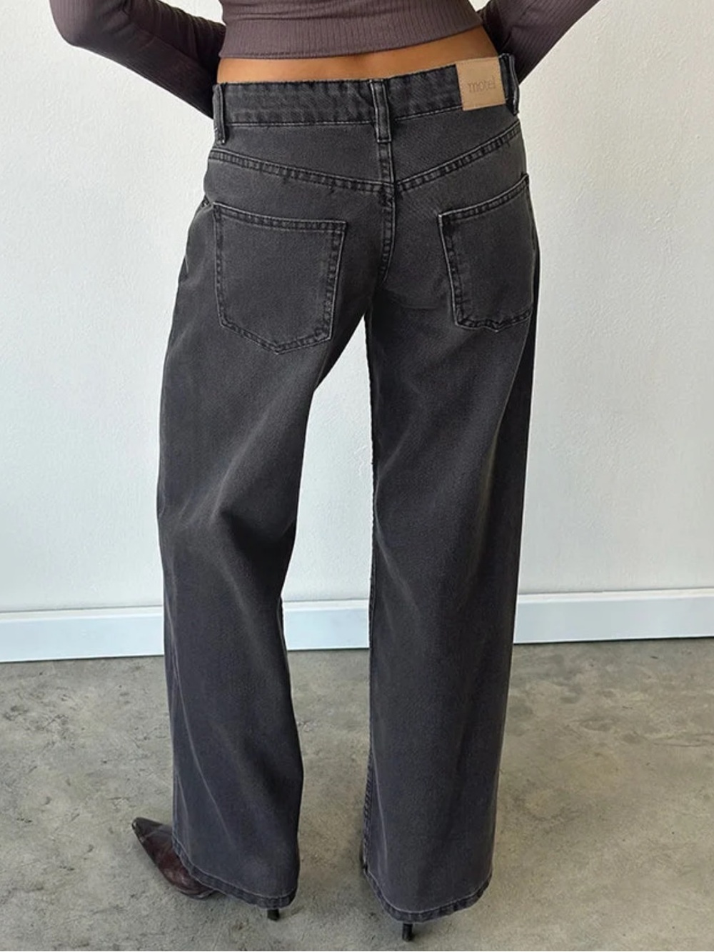 Motel Rocks Low Rise Parallel Jeans In Vintage Black - Picture 2 of 7